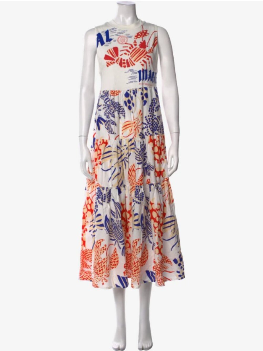 FarmRio Tiered Lobster Maxi-dress